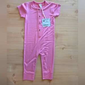 Kate Quinn Coral Pink Short Sleeve Union Suit NWT 12-18M